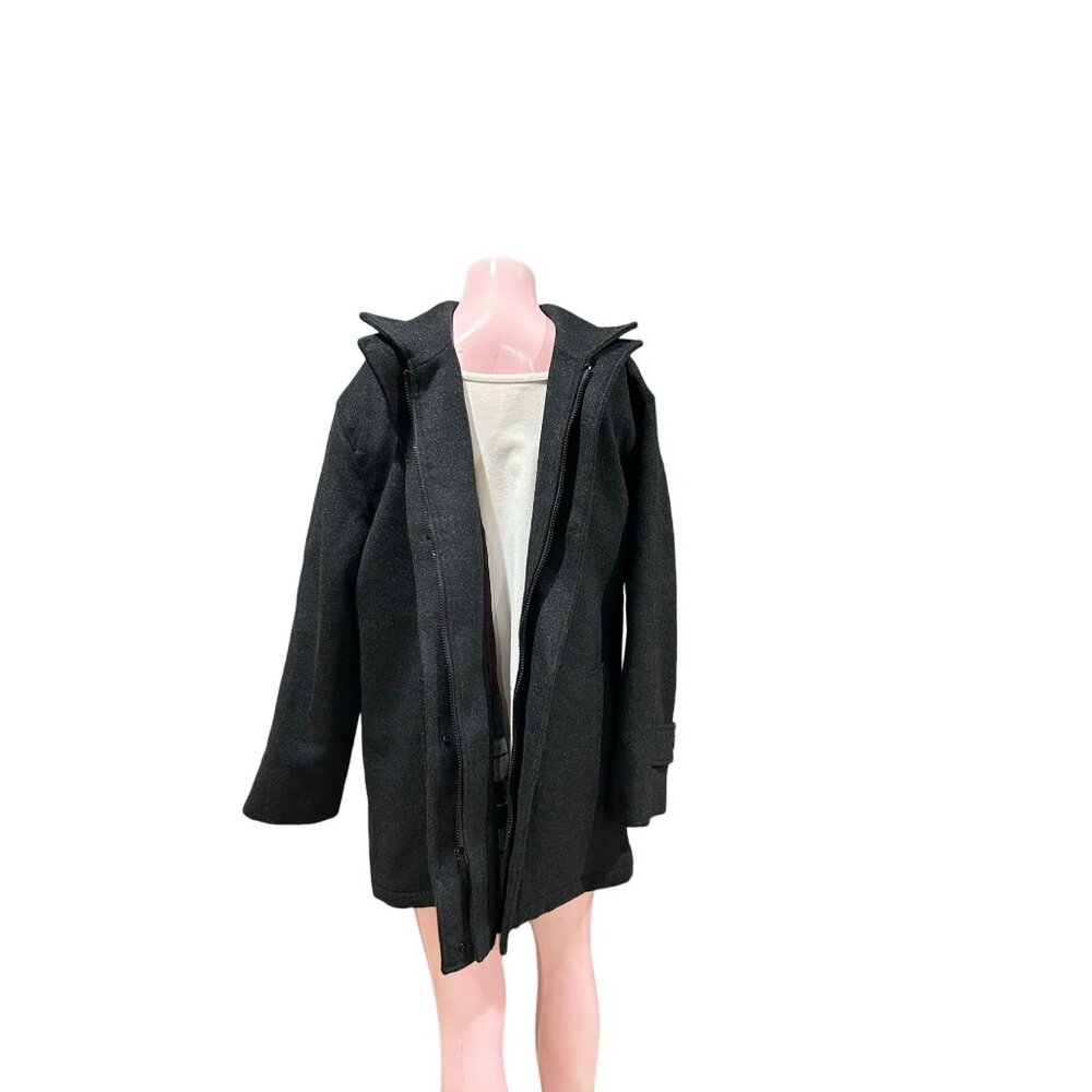 Afazzy New York Med Grey Cashmere Blend Coat Zipper & Buttons Unisex‎